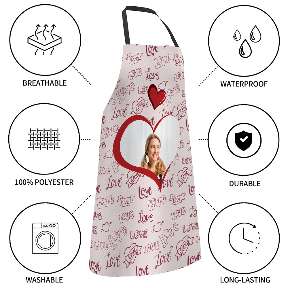 Personalized Heart Photo Apron Pink Love Valentine Apron-Blongser