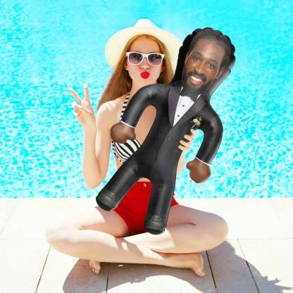 Custom Groom Blow Up Doll Hilarious Bachelorette Party Prop Inflatable Groom Hen Party Gag Gift for Bride Grooms Face Doll Inflatable Doll-Blongser