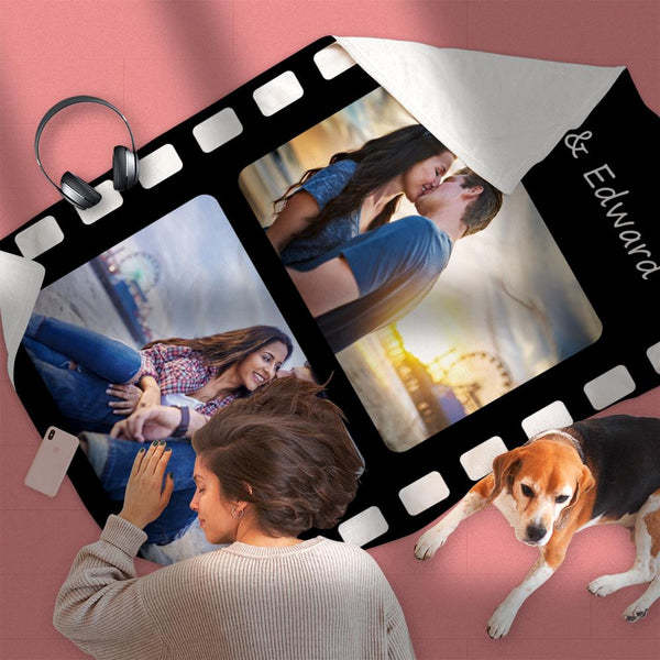 Custom Photo Fleece Flannel Blanket with Text-Blongser