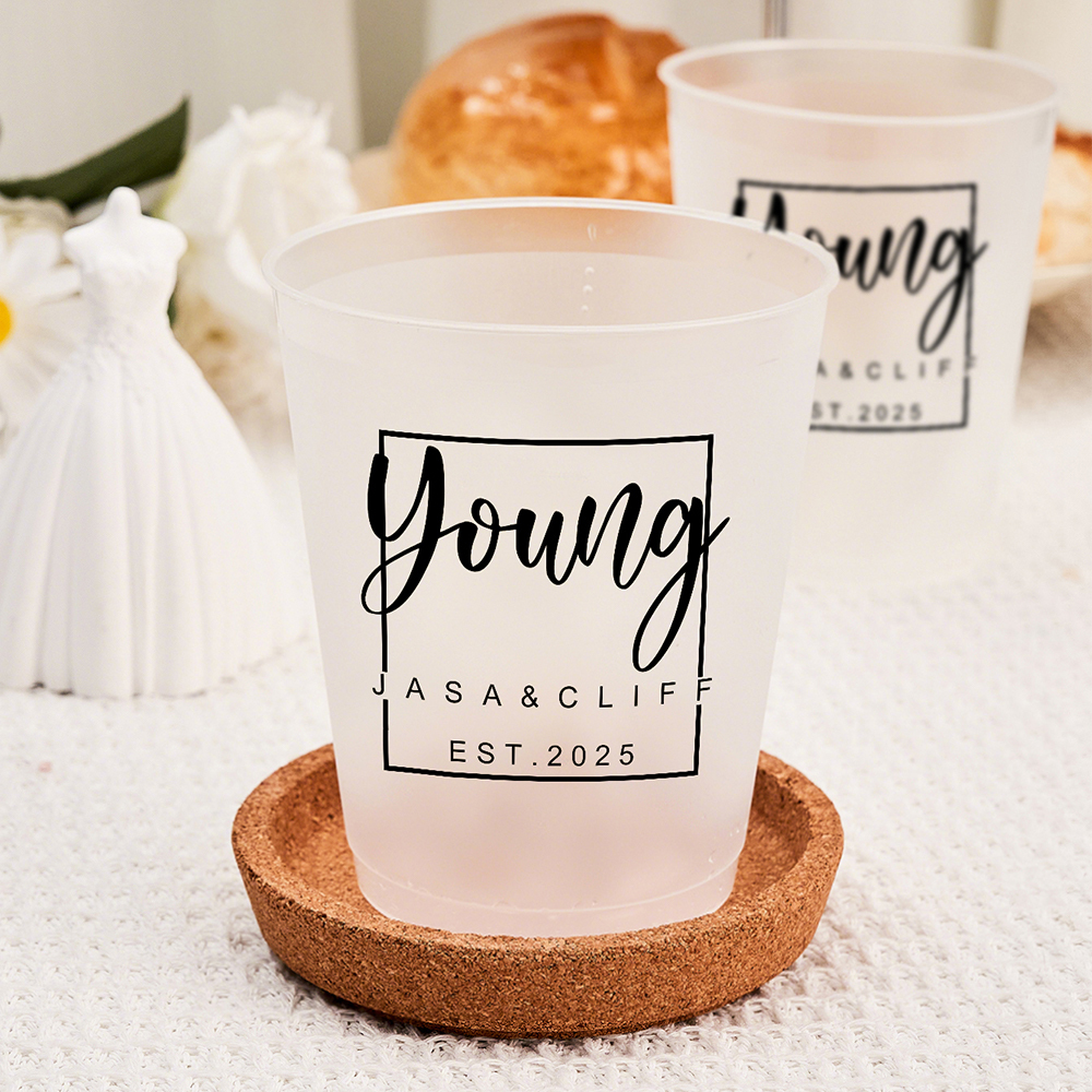Personalized Disposable Plastic Cups with 12oz or 16oz for Wedding Party Supplies Gift for Couple-Blongser