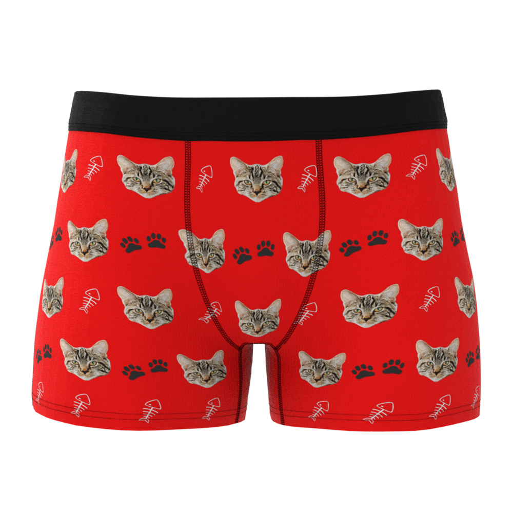 Custom Cat Face Boxer Shorts Men's Boxer Briefs-Blongser