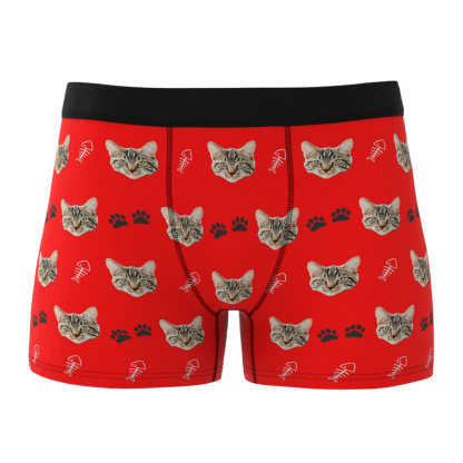 Custom Cat Face Boxer Shorts Men's Boxer Briefs-Blongser