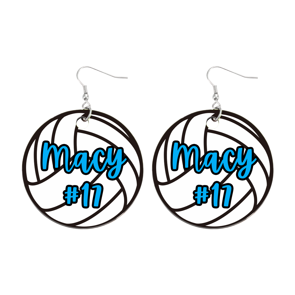 Personalized Volleyball Earrings with Name and Number Earrings Gift for Volleyball Lover-Blongser