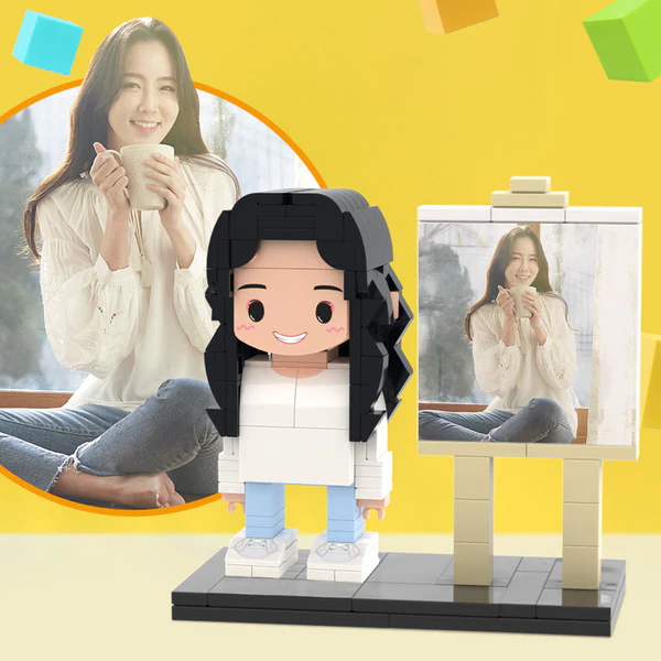 Full Body Custom 1 Person Brick Figures Custom Brick Figures with Frame Small Particle Block Toy Gifts for Girlfriend-Blongser