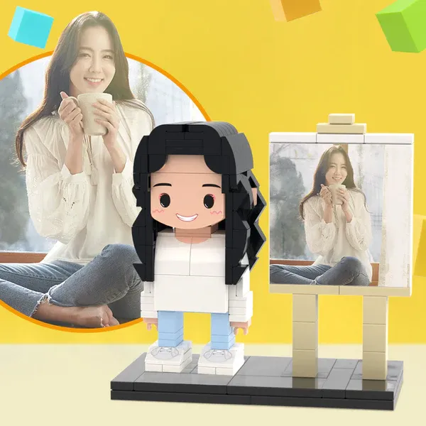 Full Body Custom 1 Person Brick Figures Custom Brick Figures with Frame Small Particle Block Toy Gifts for Girlfriend-Blongser
