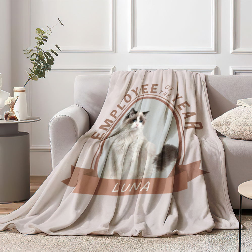Custom Photo Blanket Employee of the Year Funny Pet Blanket with Name-Blongser