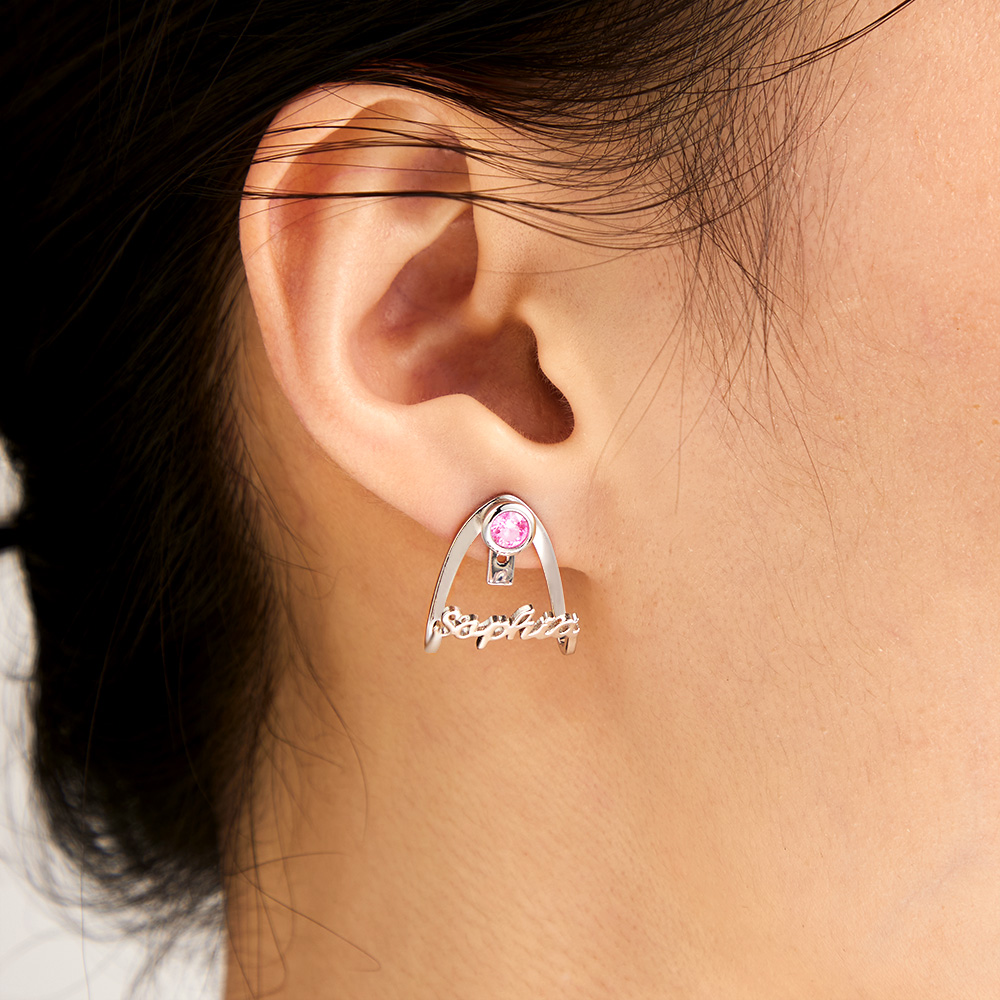 Personalized Birthstone Earrings with Name Earrings Jewelry Gift for Her-Blongser