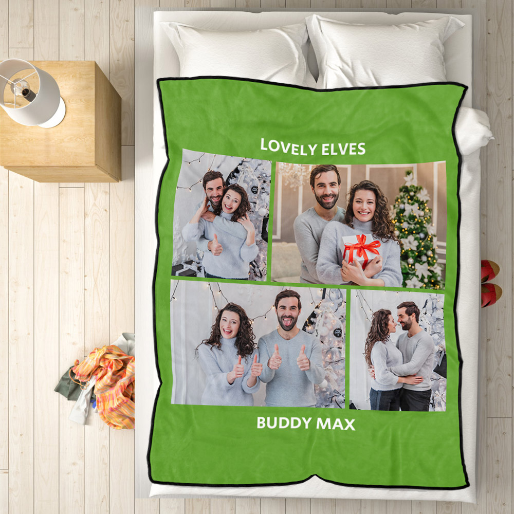 Personalized Hebrew Text Collage Photo Fleece Blanket-Blongser