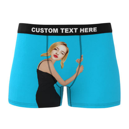 Custom Love Hug Boxer Shorts Personalized Boxers Briefs with Picture with Package-Blongser
