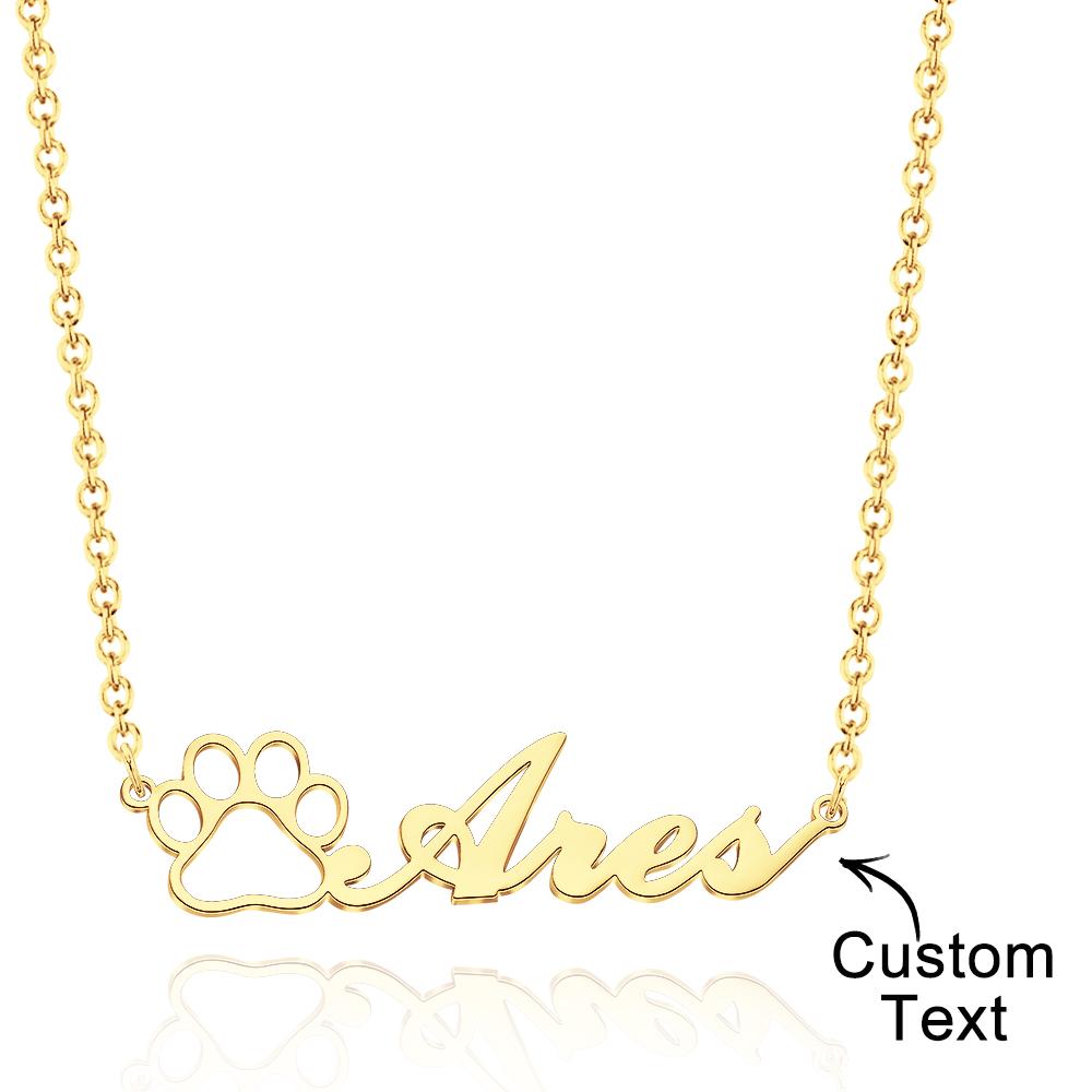 Personalized Pet Paw Print Name Necklace Lovely Animal Paw Necklace Jewelry-Blongser