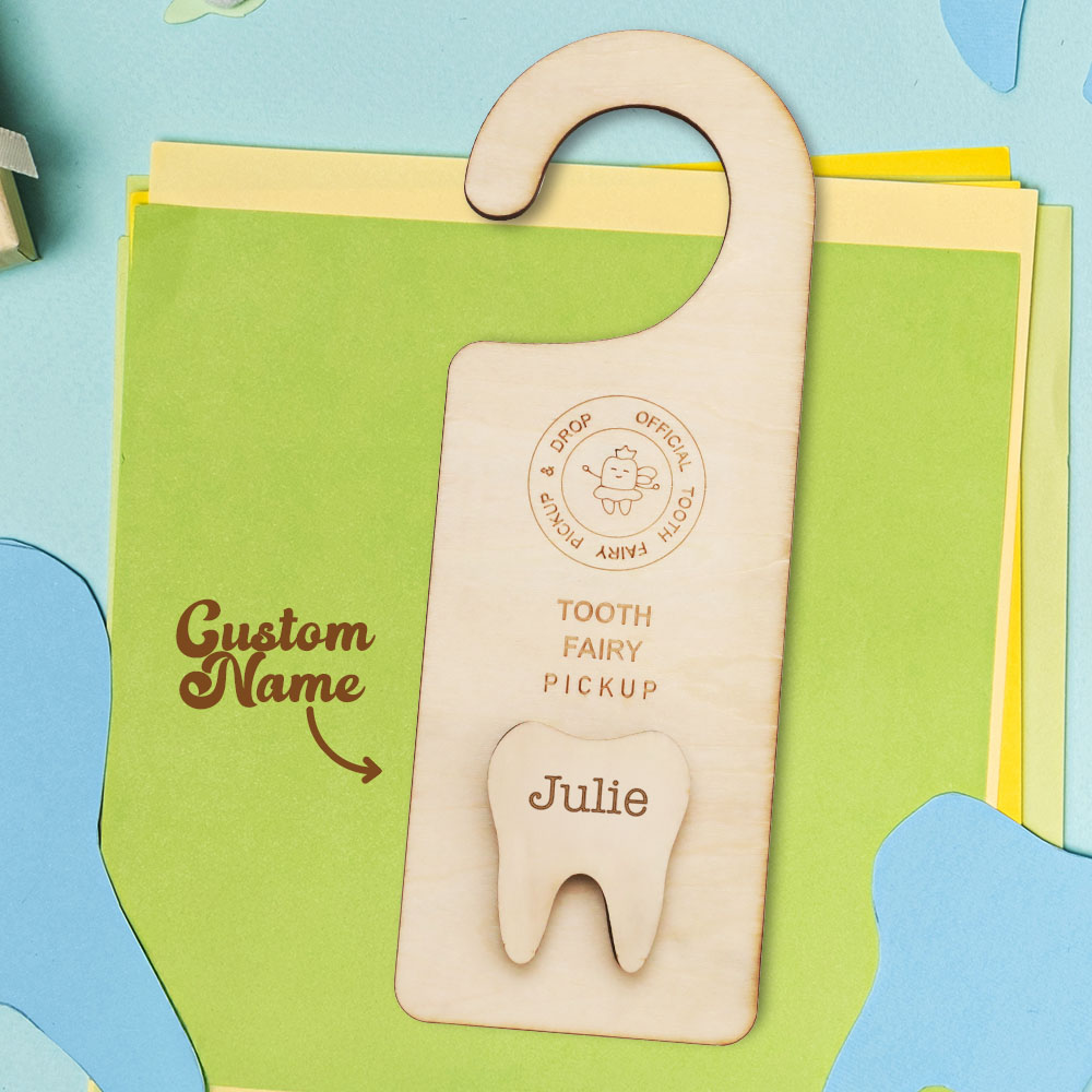 Personalized Wooden Tooth Fairy Door Hanger Teeth Holder Pick Up Box Home Decoration Gift for Kids-Blongser