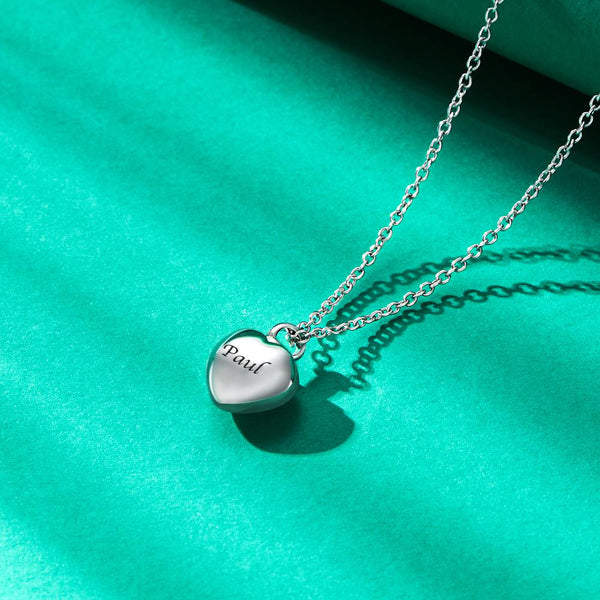 Custom Engraved Necklace Mini Heart Urn Pendant Necklace for Ashes-Blongser