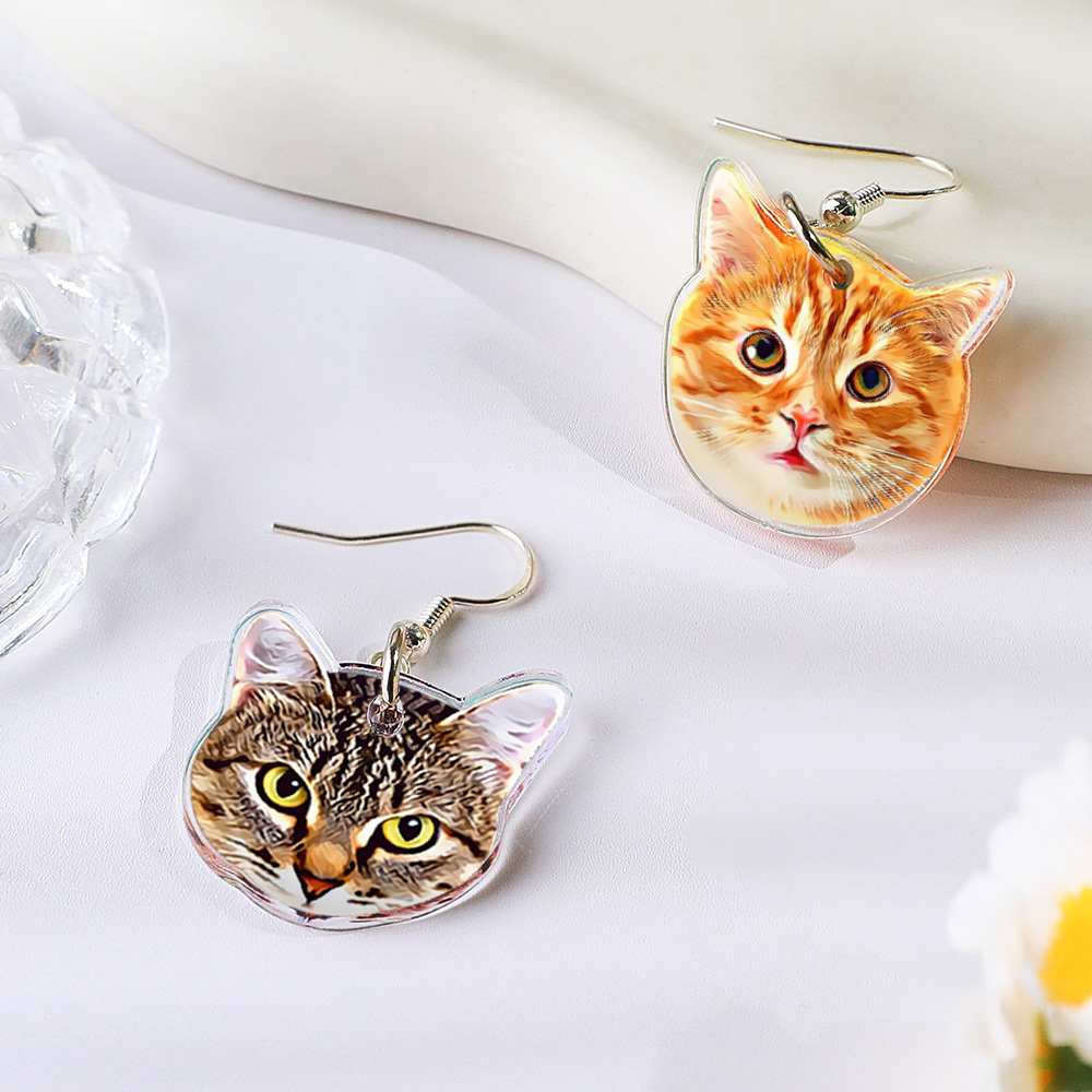 Personalized Dog Cat Portrait Earring Jewelry Birthday Gift for Pet Lovers-Blongser
