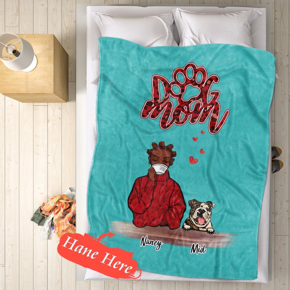 Personalized Name Dog Mom Fleece Blanket - Choose Number Of Pets-Blongser