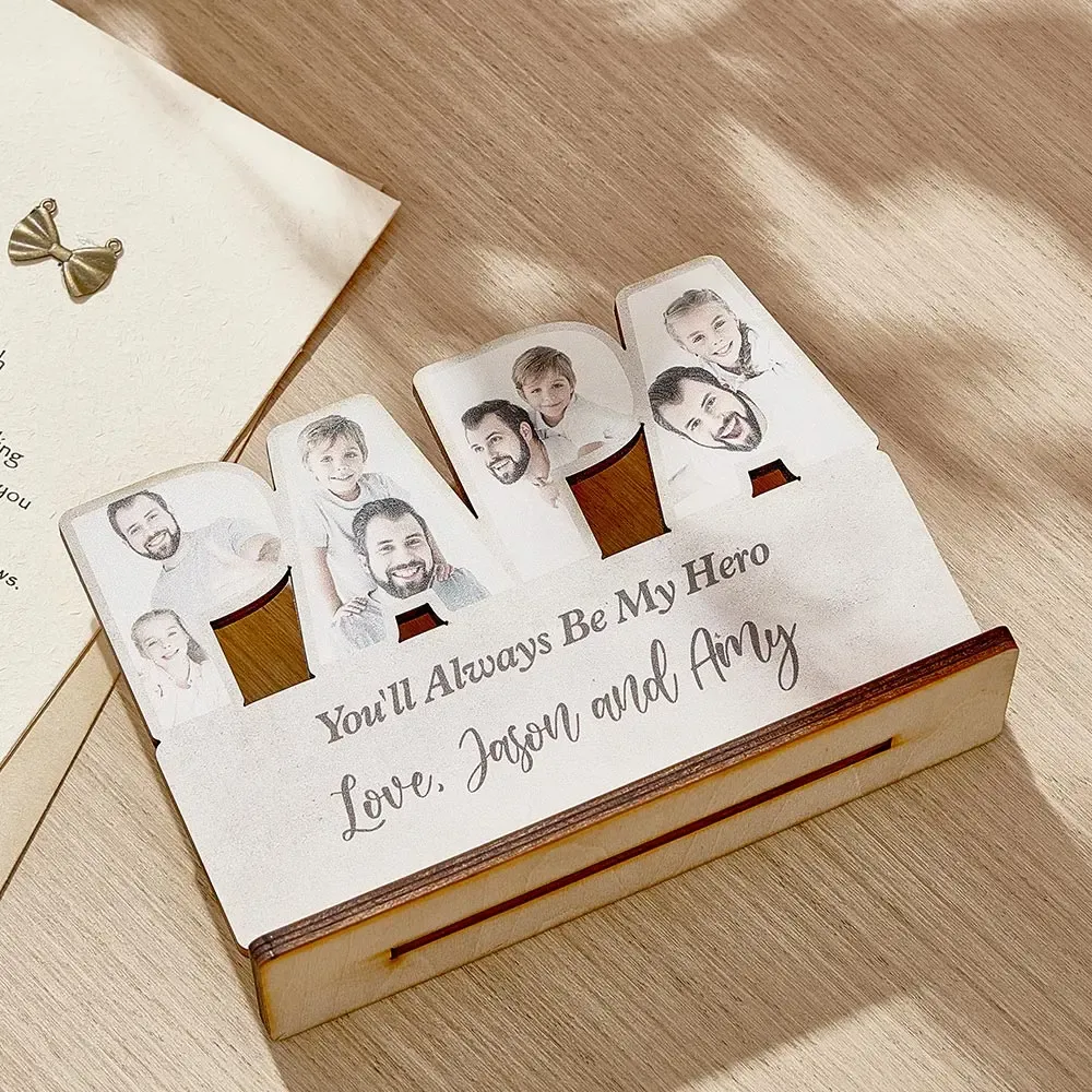 Personalized Papa Wooden Plaque Custom Photo Father's Day Plaque Gift for Papa-Blongser