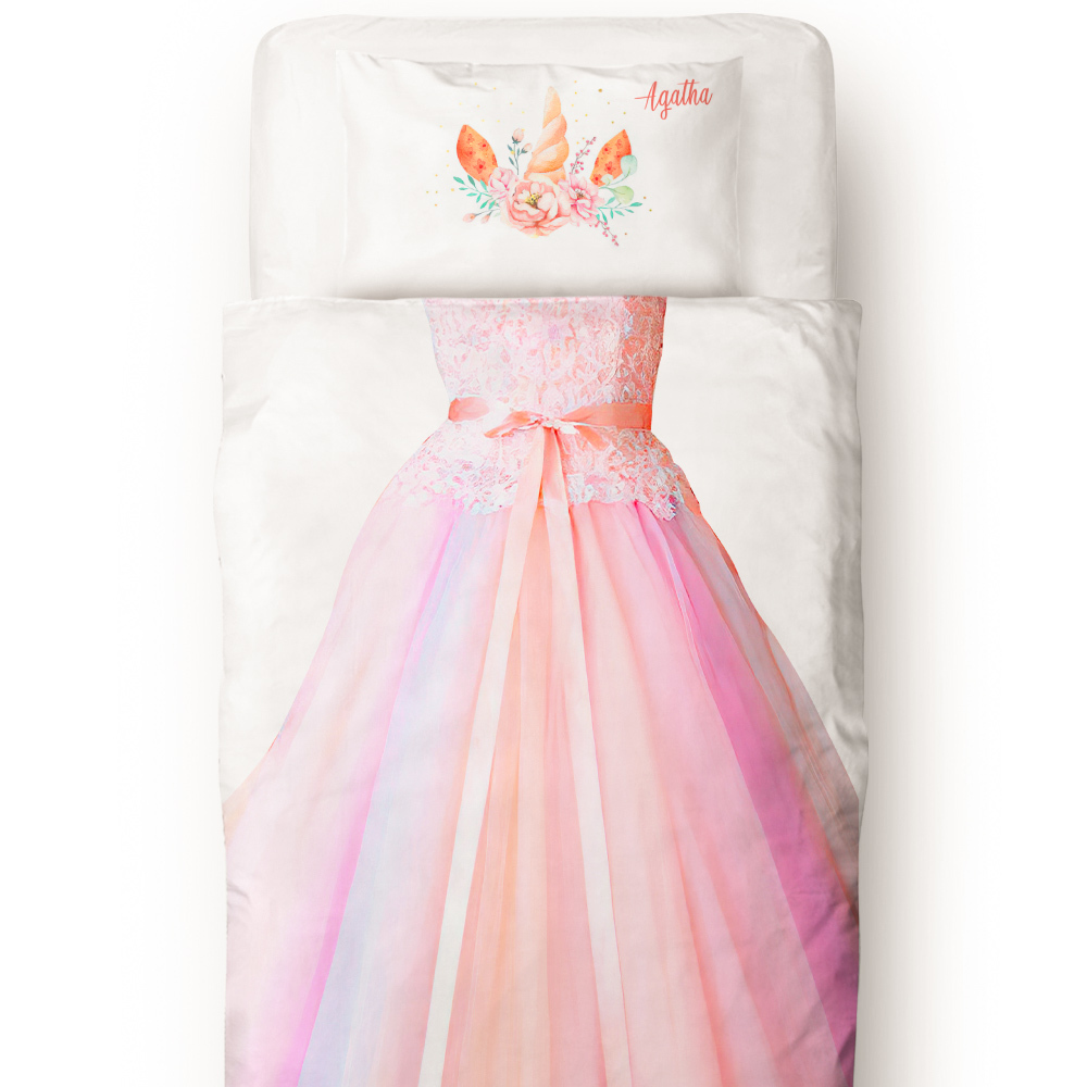 Custom Bedding Set 2 Pieces Princess Girls Duvet Cover Pillowslip with Name-Blongser