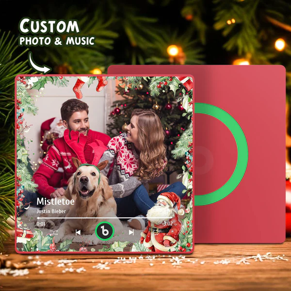 FridgeBeats Framed Custom Family Photo Music Fridge Magnet Christmas Gifts for Family Personalized Music Magnets Can Play Songs-Blongser
