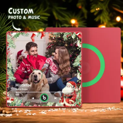 FridgeBeats Framed Custom Family Photo Music Fridge Magnet Christmas Gifts for Family Personalized Music Magnets Can Play Songs-Blongser