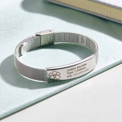 Personalized Emergency Medical Alert ID Bracelet with Text Adjustable Bracelet Gift for Diabetes Epilepsy Autism-Blongser
