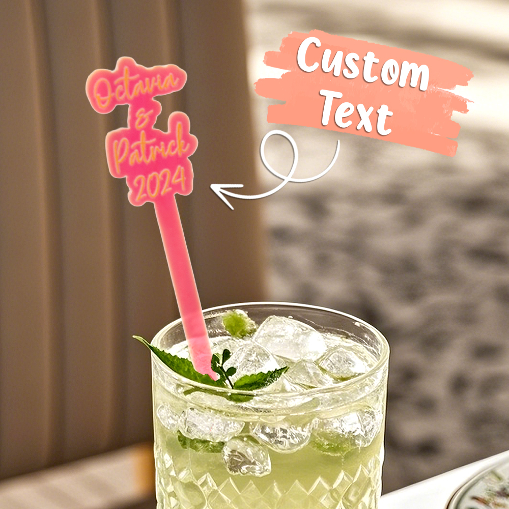 Personalized Stirring Stick with Text Acrylic Drink Cocktail Tag Wedding Birthday Party Essentials-Blongser