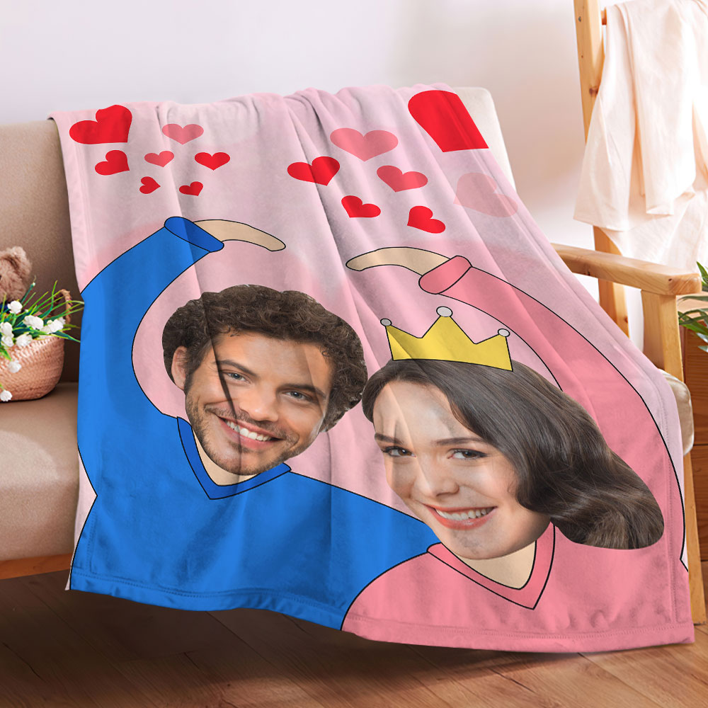 Custom Heart Couple Blanket Personalized Two Faces Blanket-Blongser