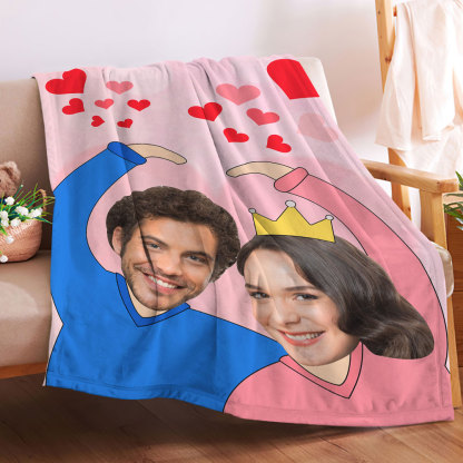 Custom Heart Couple Blanket Personalized Two Faces Blanket-Blongser