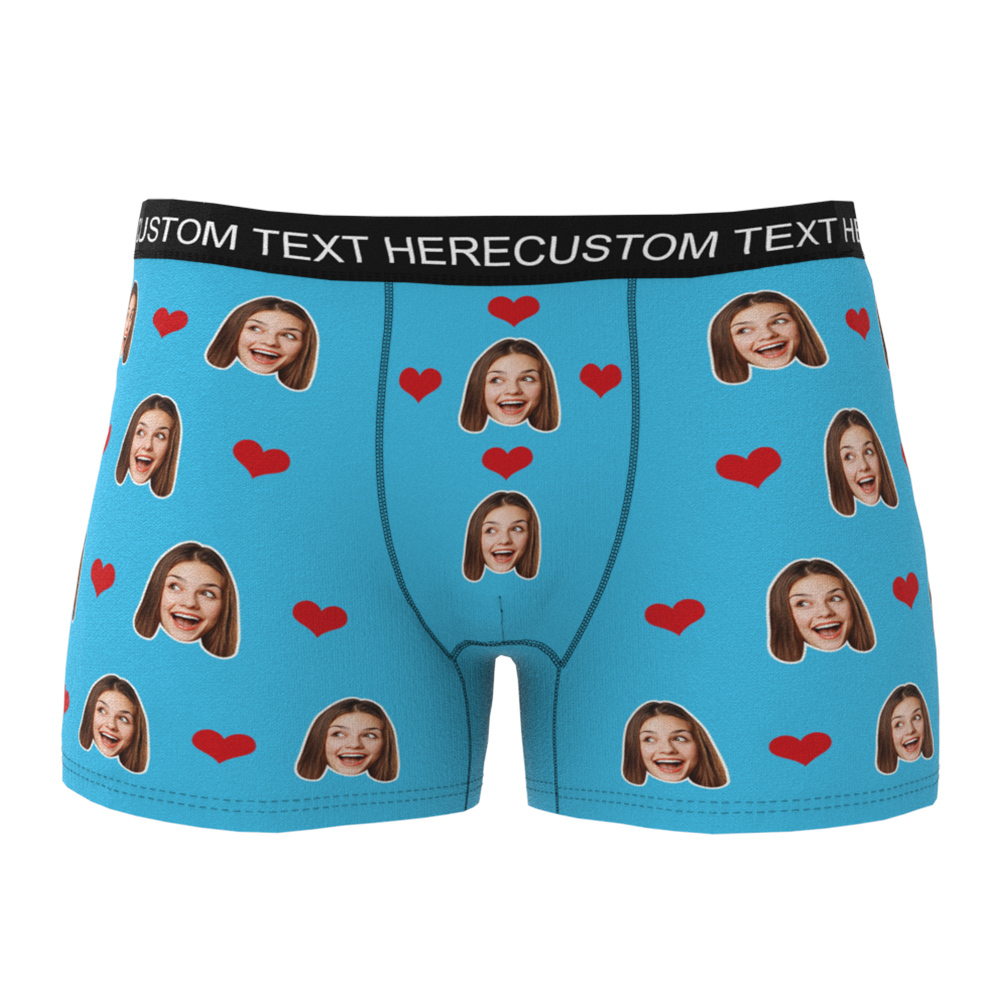Custom Heart Face Boxer Briefs Men's Underwear-Blongser
