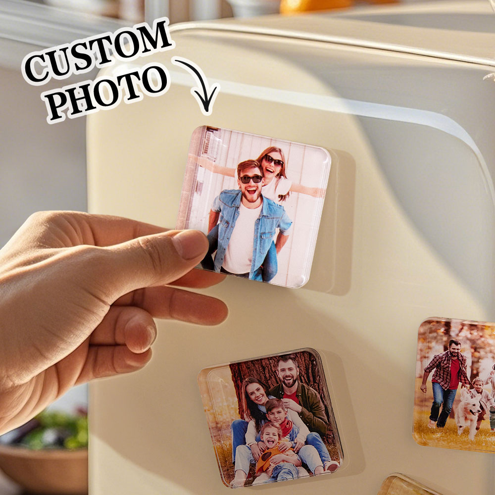 Personalized Photo Fridge Magnetic Acrylic Square Refrigerator Magnet Home Decor-Blongser