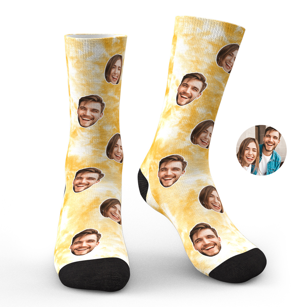 Custom Photo Face Socks Tie Dye Creative Gifts-Blongser