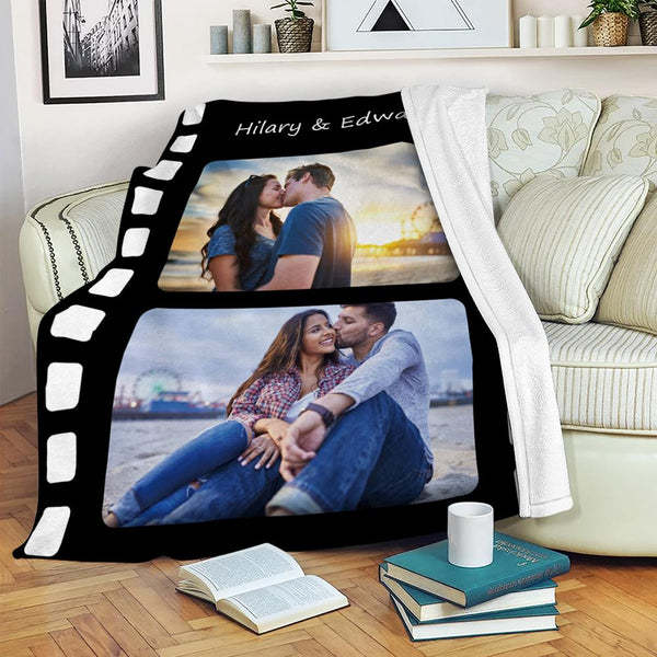Custom Photo Fleece Flannel Blanket with Text-Blongser