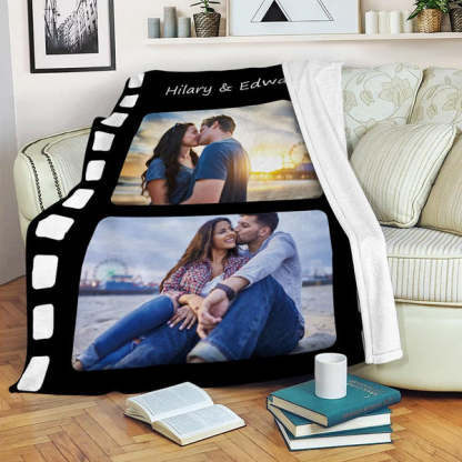 Custom Photo Fleece Flannel Blanket with Text-Blongser