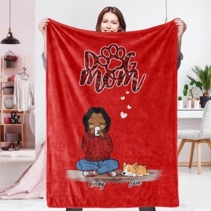 Personalized Name Dog Mom Fleece Blanket - Choose Number Of Pets-Blongser