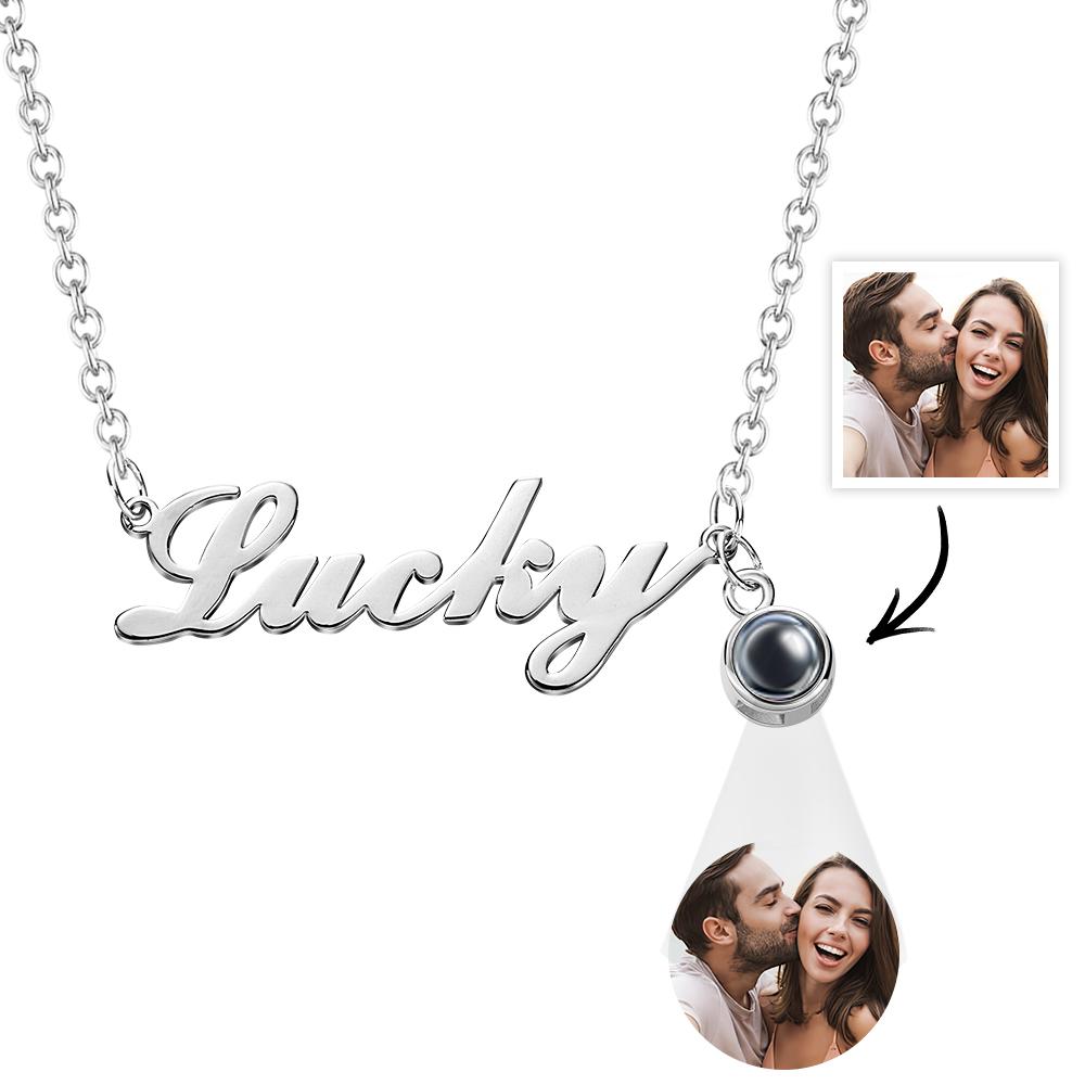Custom Signature Lucky Name And Picture Projection Necklace Great Gift-Blongser