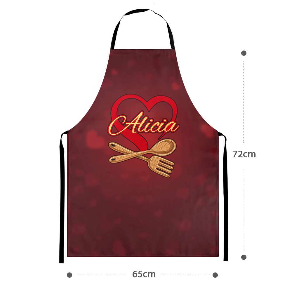 Custom Name Apron Personalized Heart Kitchen Apron-Blongser