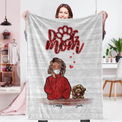 Personalized Name Dog Mom Fleece Blanket - Choose Number Of Pets-Blongser