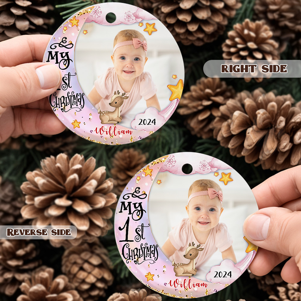Personalized First Christmas Ornament with Photo Animal Christmas Ornament Gift for Baby-Blongser