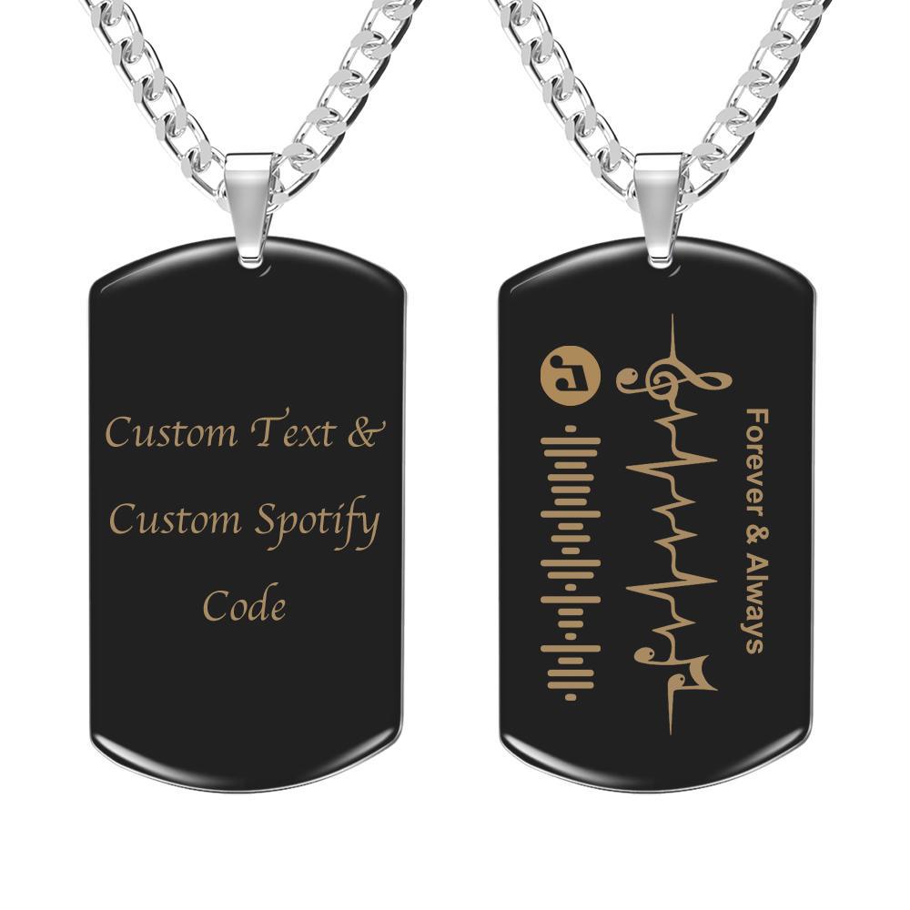 Custom Music Code Necklace Engraved Tag Necklace Music staff-Blongser