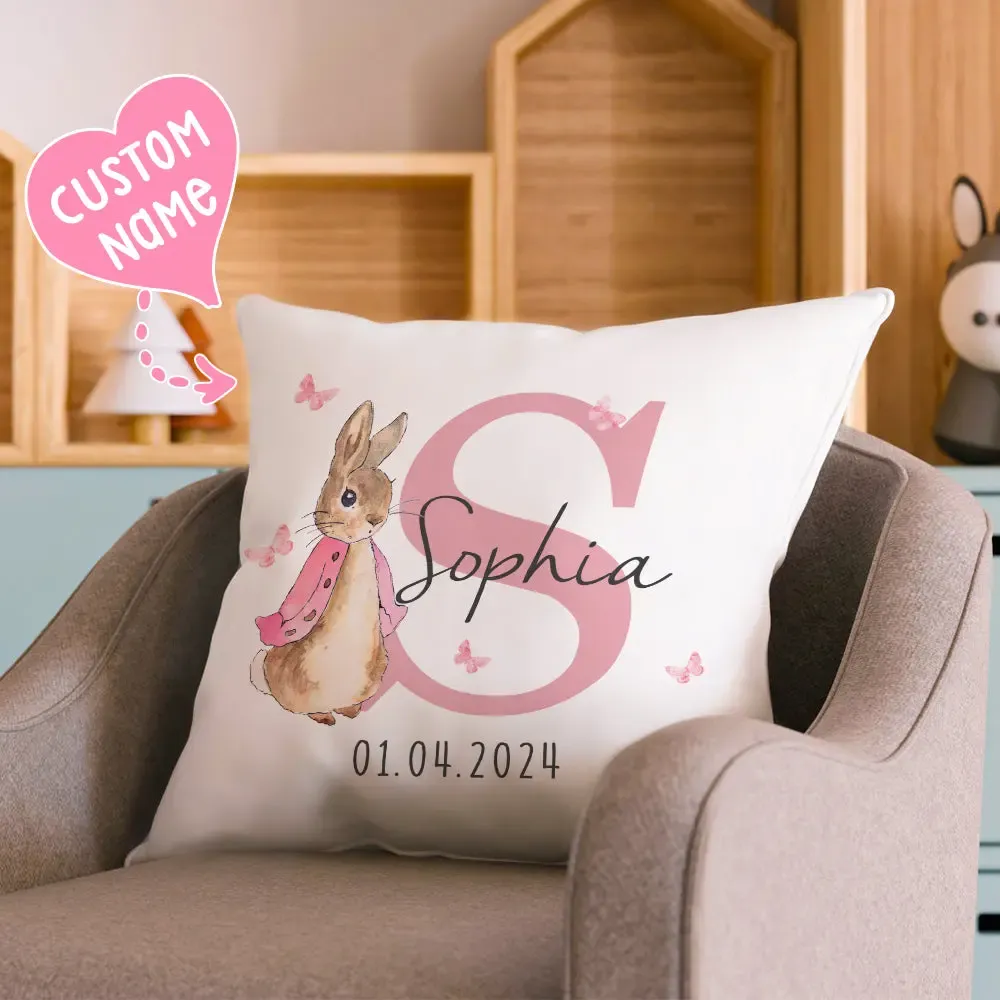 Personalized Peter Rabbit Throw Pillow Cover with Name Throw Pillow Baby Shower Birthday Gift for Kid-Blongser