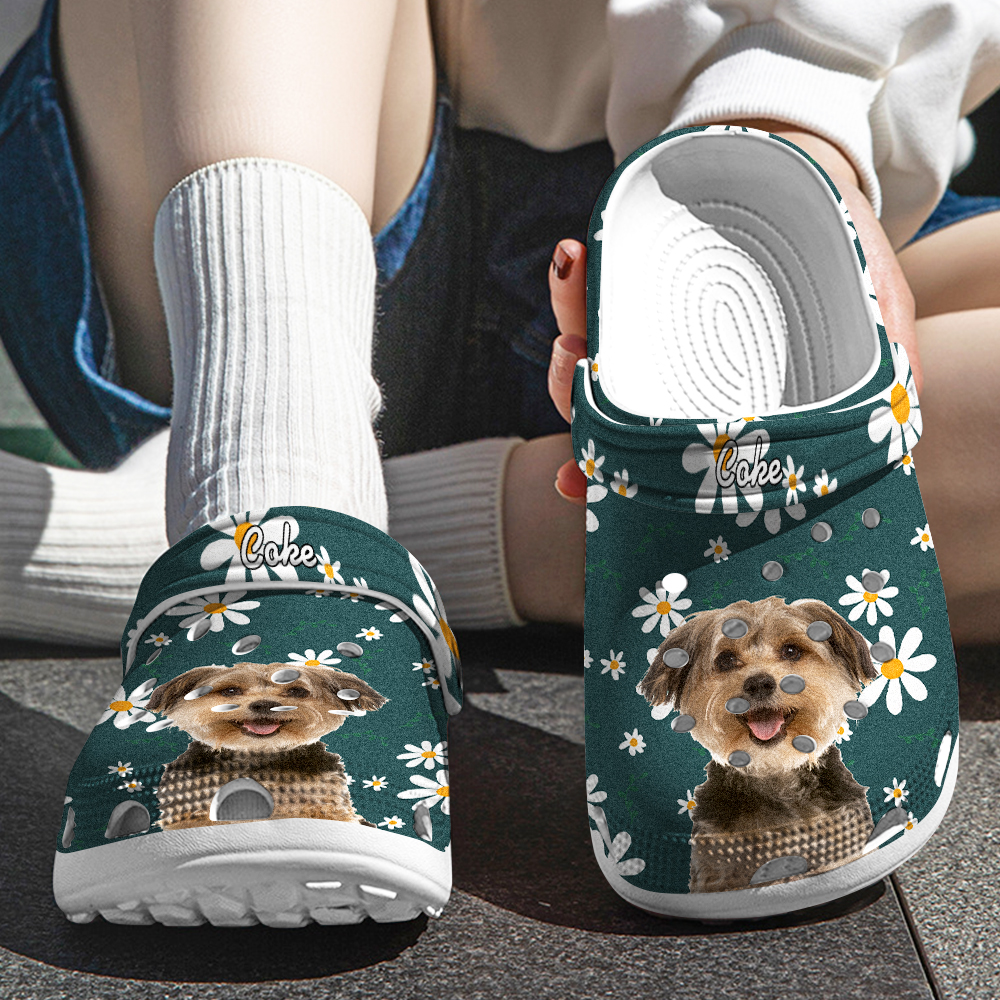 Personalized Pet Face Clog Funny Floral Print Clogs Slipper Gift for Pet Lover-Blongser