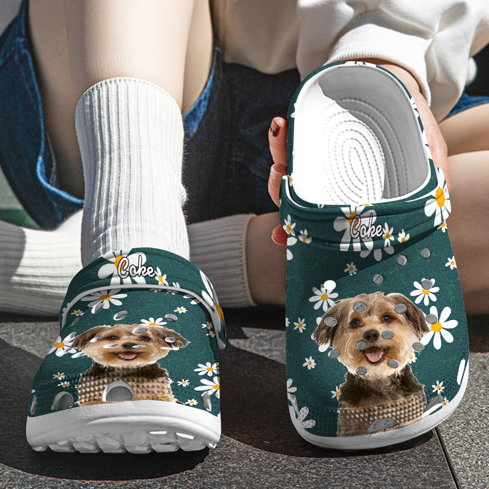 Personalized Pet Face Clog Funny Floral Print Clogs Slipper Gift for Pet Lover-Blongser