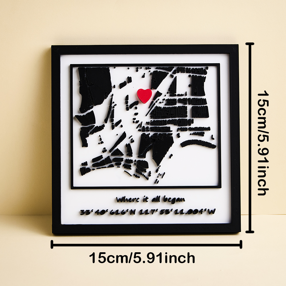 Personalized 3D Printed Location Map Plaque Where It All Began Plaque Gifts for Lover-Blongser
