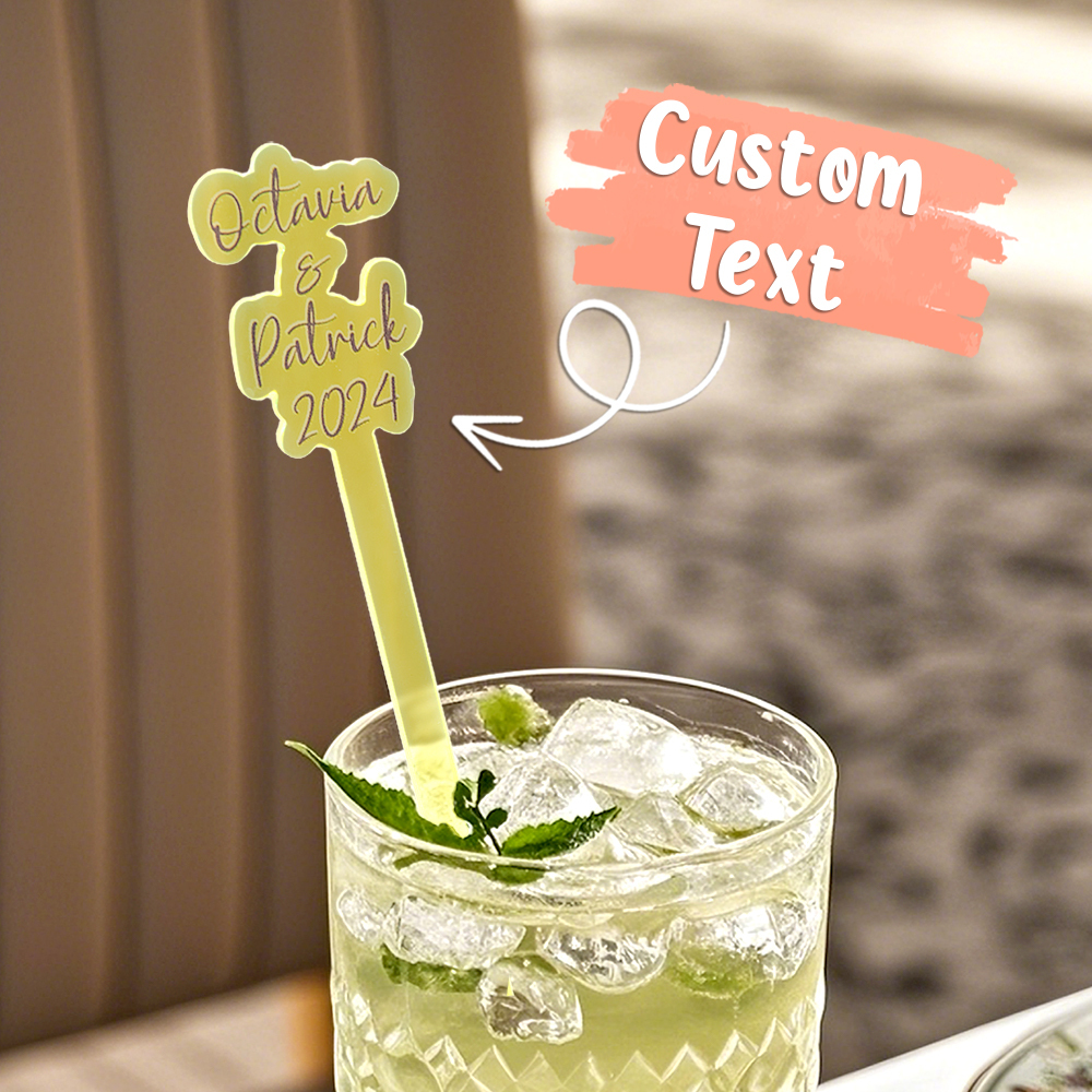 Personalized Stirring Stick with Text Acrylic Drink Cocktail Tag Wedding Birthday Party Essentials-Blongser