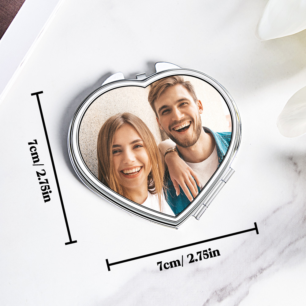 Personalized Photo Compact Portable Mirror Travel Birthday Gift for Her-Blongser