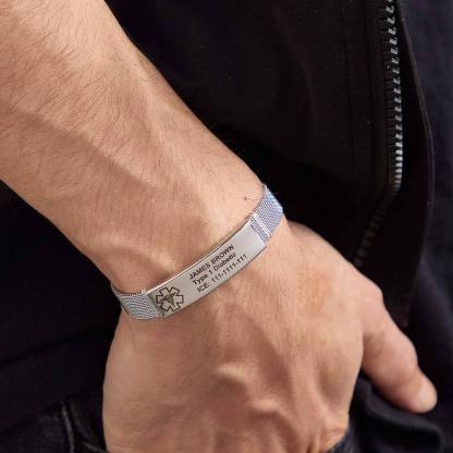 Personalized Emergency Medical Alert ID Bracelet with Text Adjustable Bracelet Gift for Diabetes Epilepsy Autism-Blongser