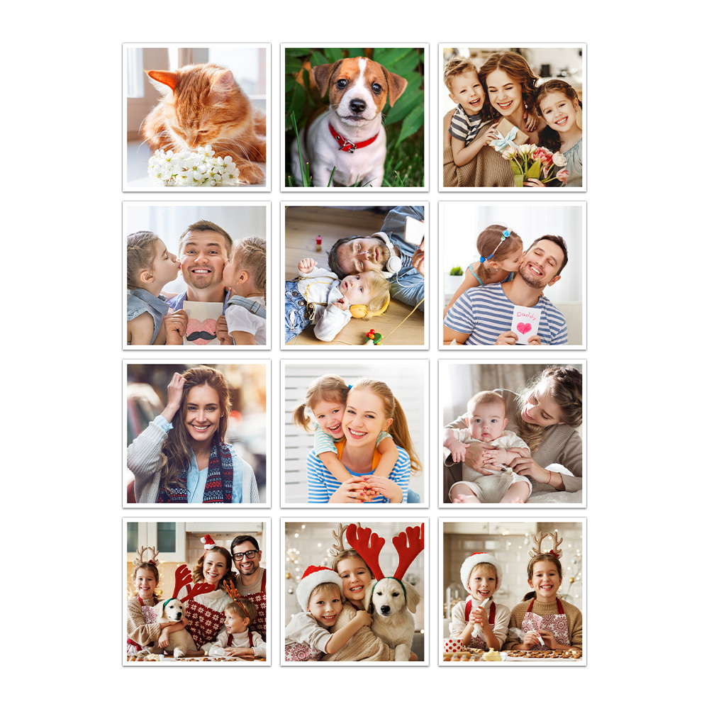 Custom Photo Card Paper Fridge Magnets - Set of 12 Personalized Picture Magnets for Home or Gifts-Blongser