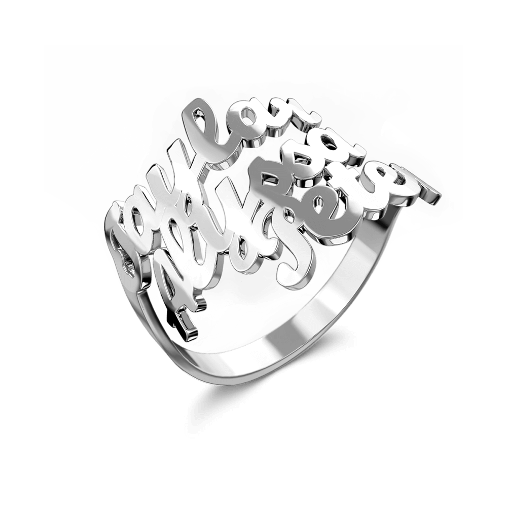 Custom Three Names Ring - 925 Sterling Silver-Blongser