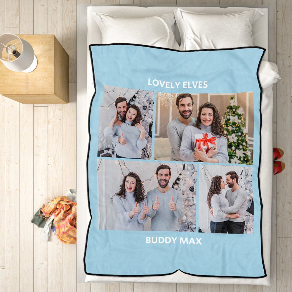 Personalized Hebrew Text Collage Photo Fleece Blanket-Blongser