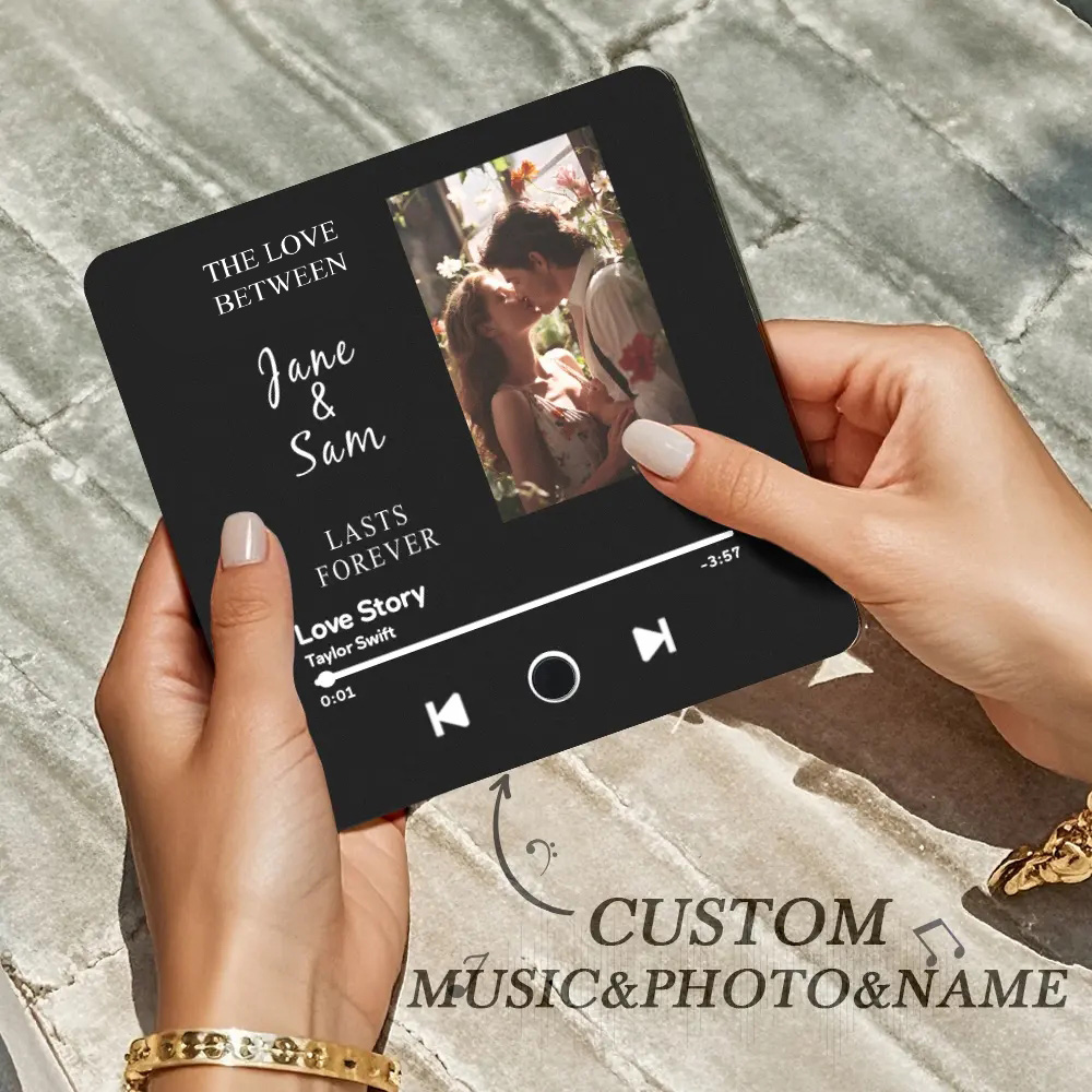Engraving Text Music Fridge Magnet Personalised Photo Fridge Magnet Can Play Songs Gifts for Her-Blongser