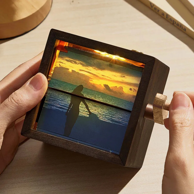 Custom Photo Flipbook Frame Animation Machine Hand-cranked Flipbook Box Photo Album with Light Anniversary Gifts-Blongser
