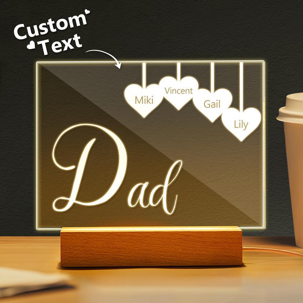 Personalized Engraved 1-5 Names Night Light Gifts For Dad-Blongser